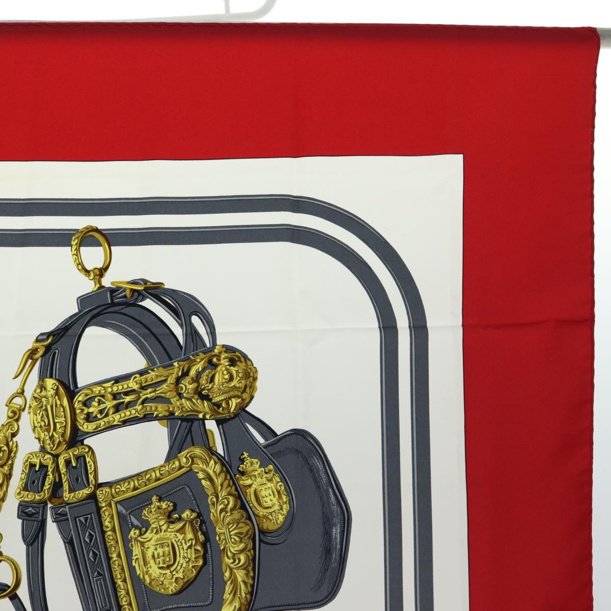 HERMES Carre 90 Scarf ""BRIDES de GALA"" Silk Red Auth am6364