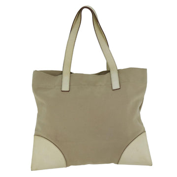 PRADA Tote Bag Canvas Beige Auth am6376 - 0