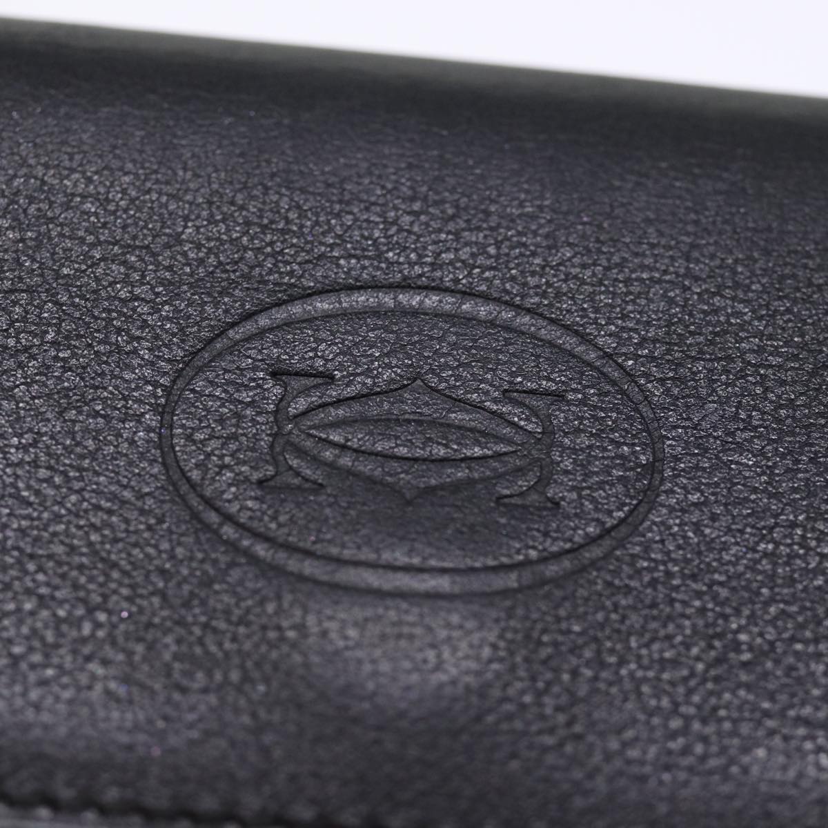 CARTIER Key Case Leather Black Auth am6380