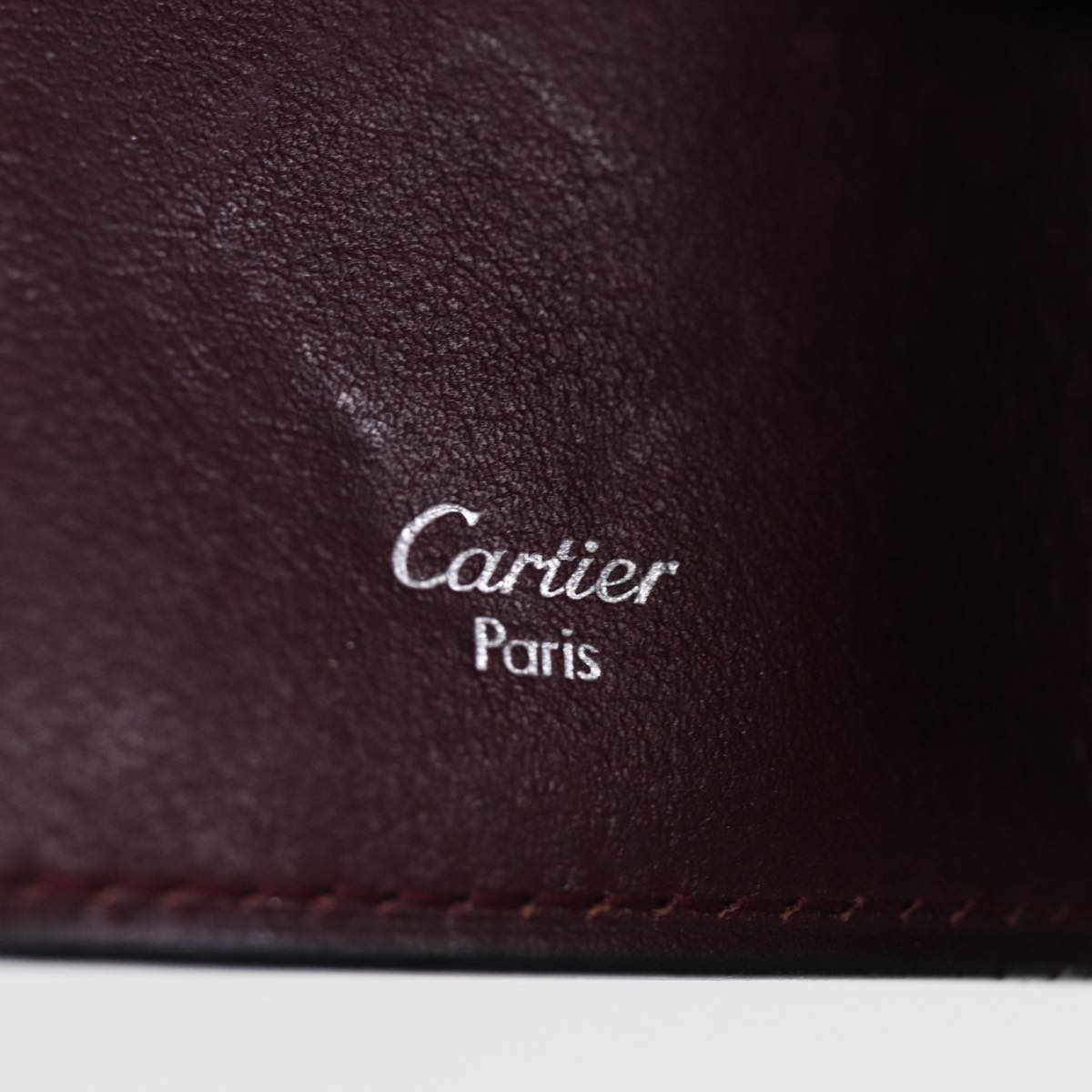 CARTIER Key Case Leather Black Auth am6380