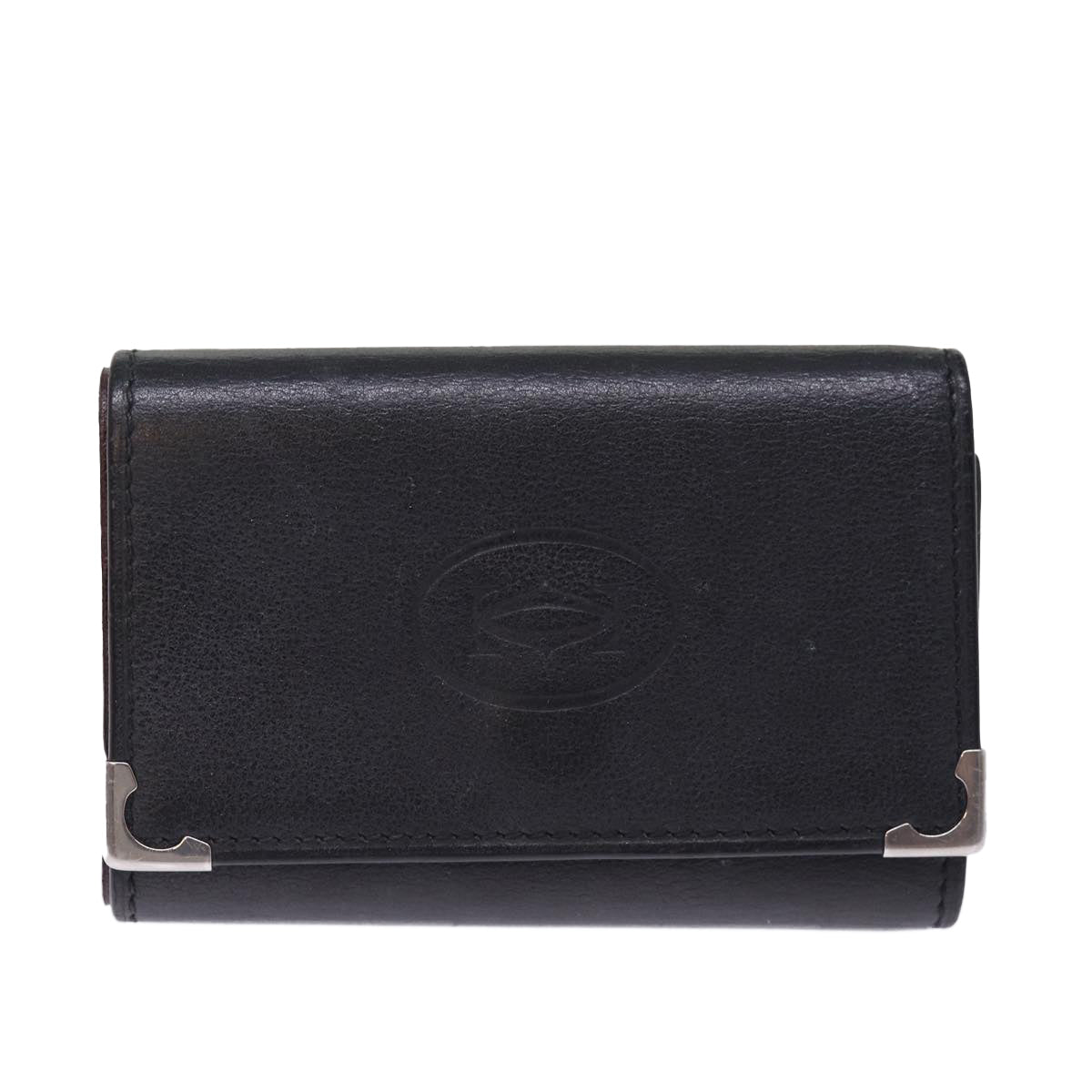 CARTIER Key Case Leather Black Auth am6380