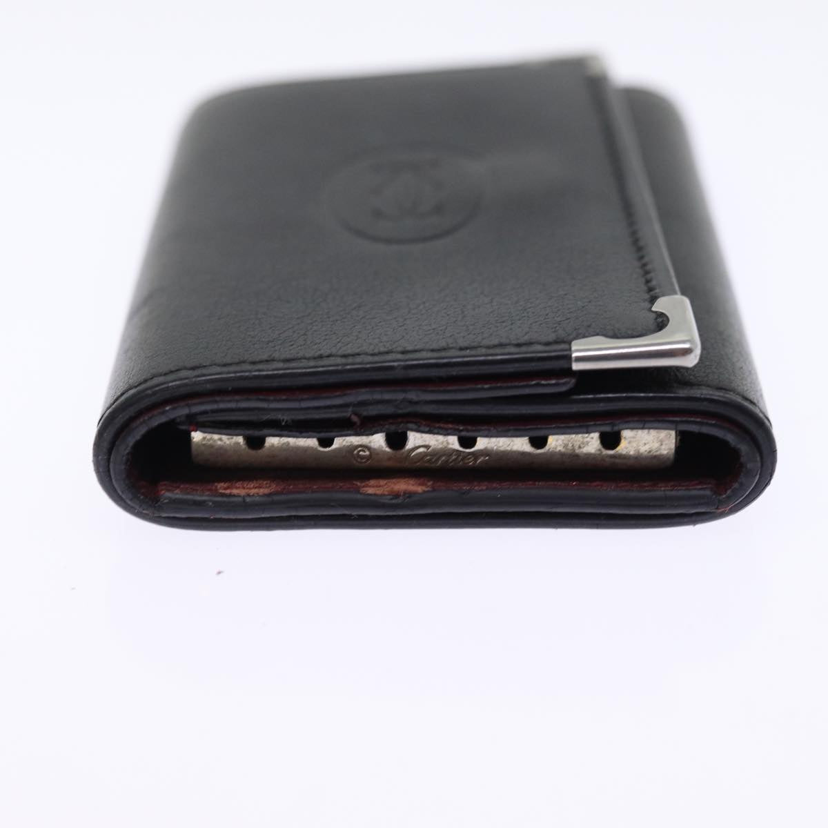 CARTIER Key Case Leather Black Auth am6380