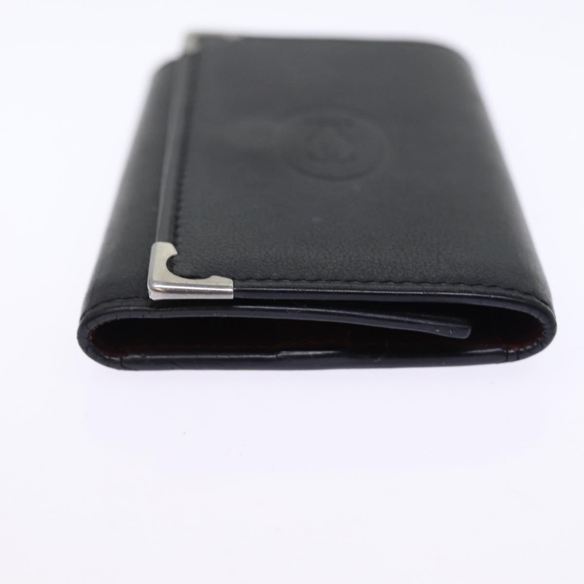 CARTIER Key Case Leather Black Auth am6380