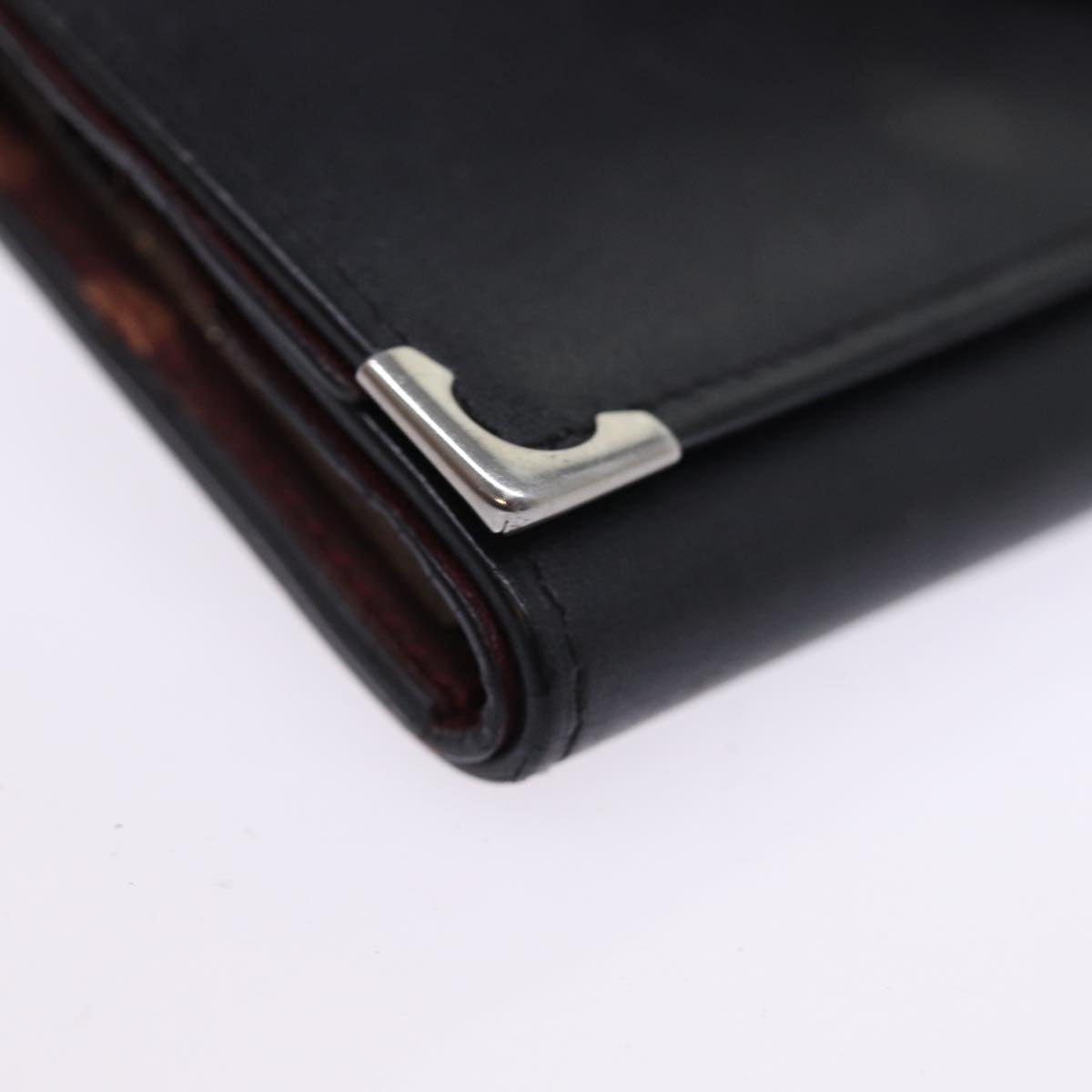 CARTIER Key Case Leather Black Auth am6380