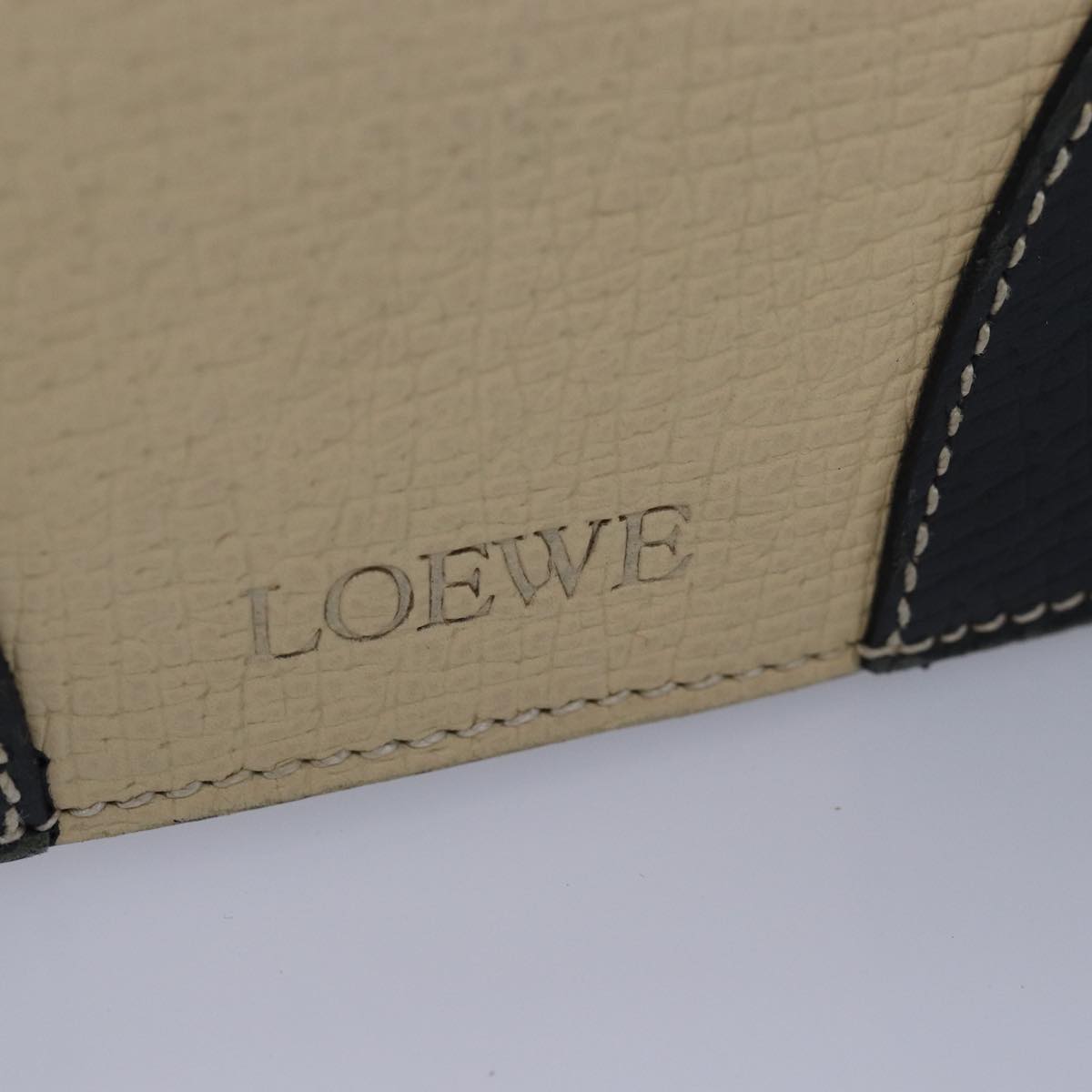 LOEWE Hand Bag Leather Beige Auth am6385