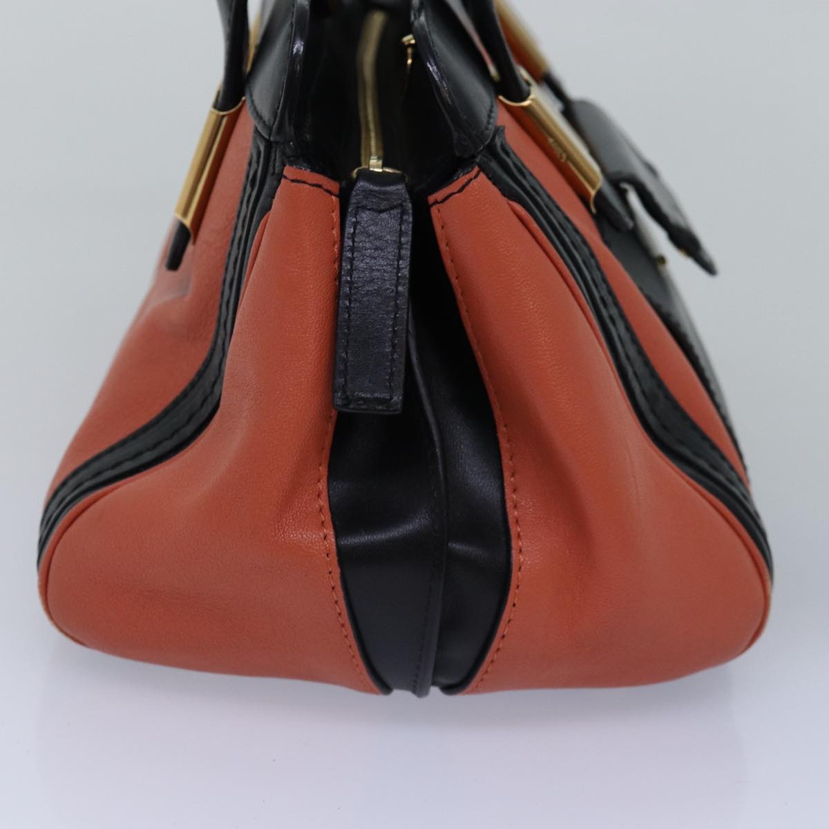 Chloe Hand Bag Leather Orange Auth am6413