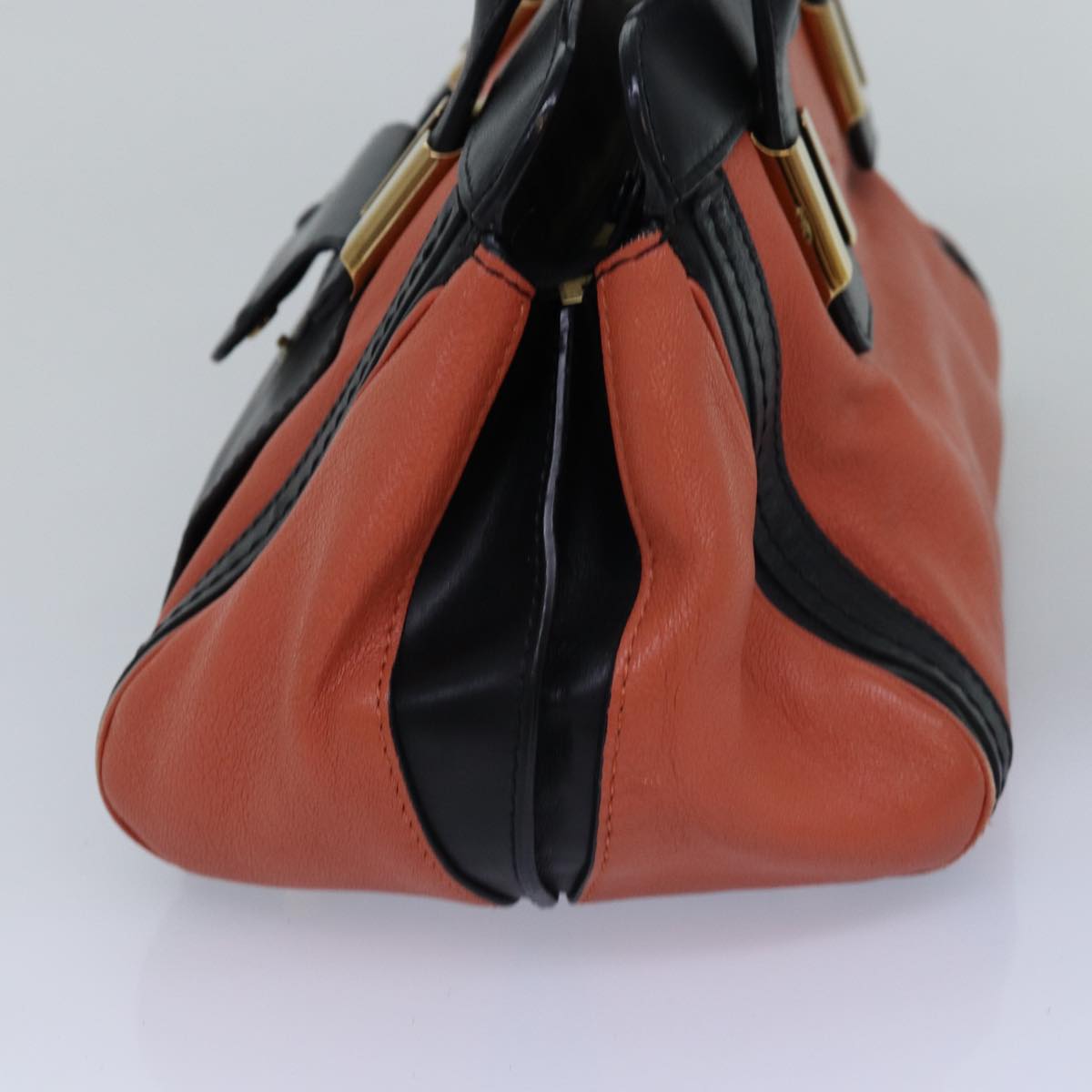 Chloe Hand Bag Leather Orange Auth am6413