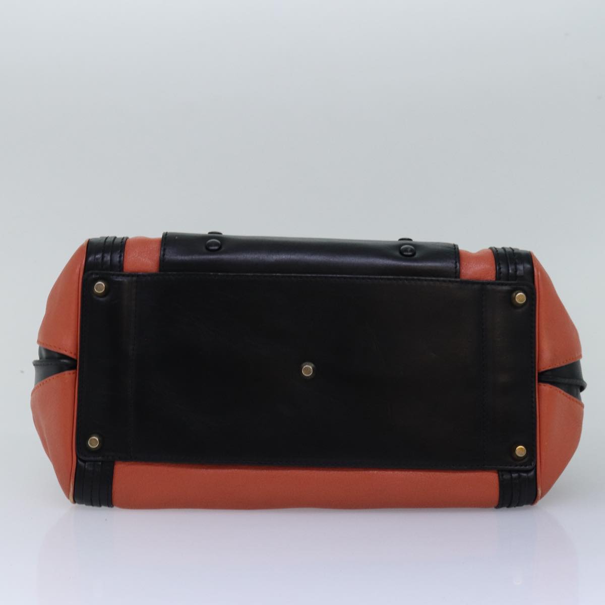 Chloe Hand Bag Leather Orange Auth am6413