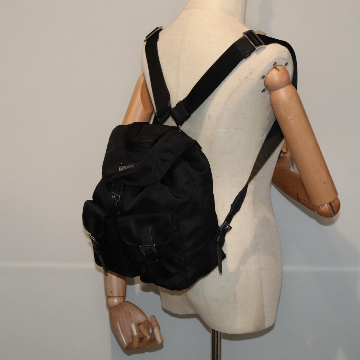 PRADA Backpack Nylon Black Auth am6424A