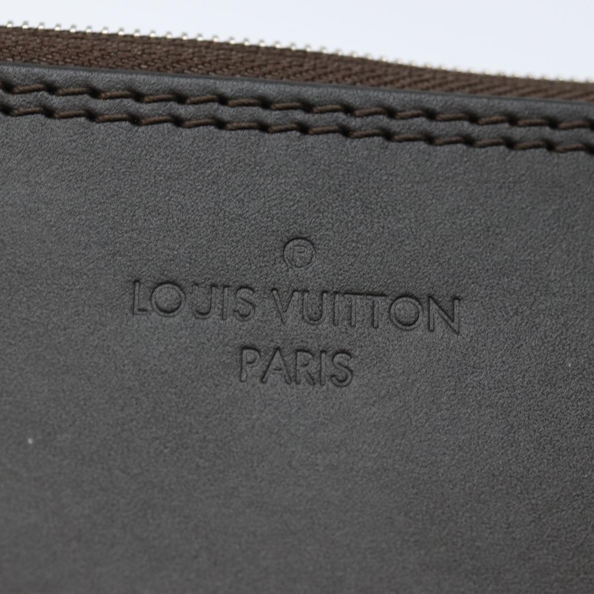 LOUIS VUITTON Pouch Leather Brown LV Auth am6430