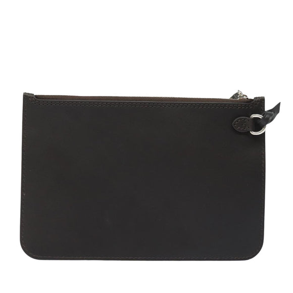 LOUIS VUITTON Pouch Leather Brown LV Auth am6430