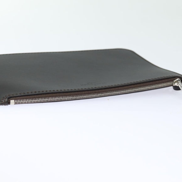 LOUIS VUITTON Pouch Leather Brown LV Auth am6430