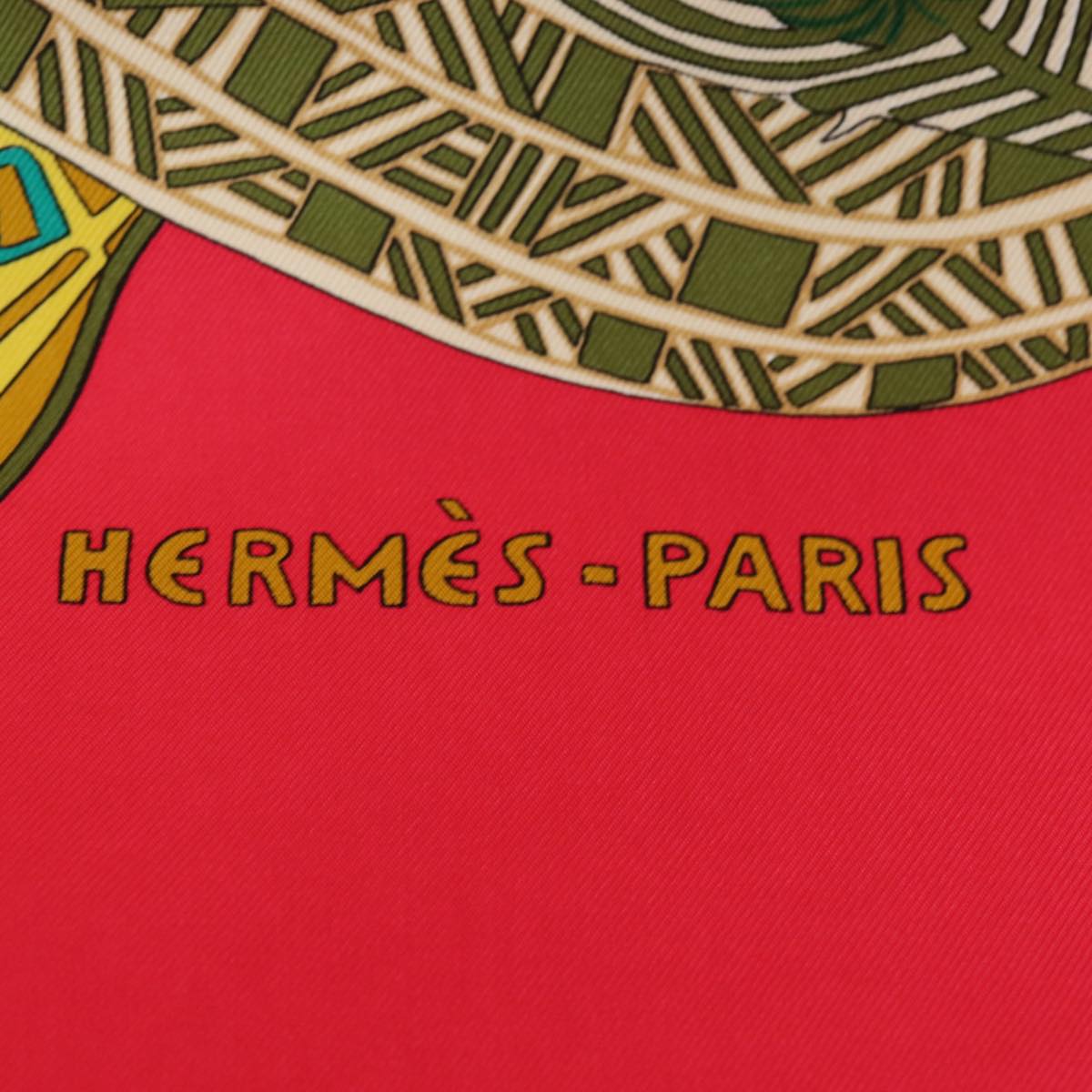 HERMES Carre 90 Scarf ART des STEPPES Silk Red Auth am6435