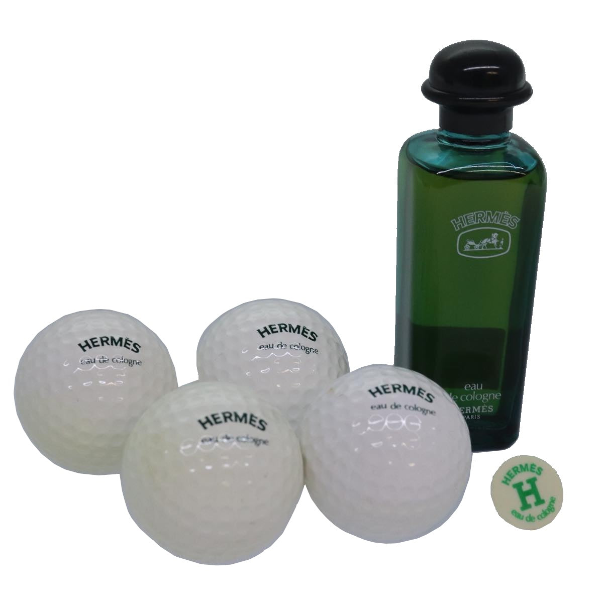 HERMES Eode Colon Golf Ball Case Set White Auth am6436