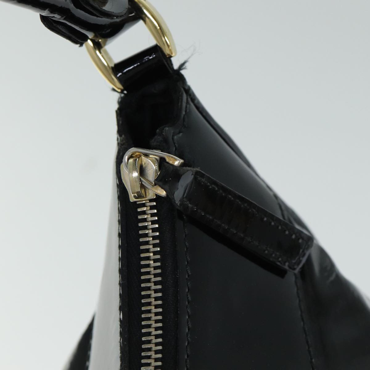 GUCCI Abbey Hand Bag Enamel Black 189833 Auth am6439