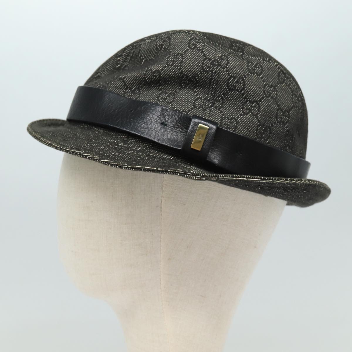 GUCCI GG Canvas Hat S Black Auth am6440