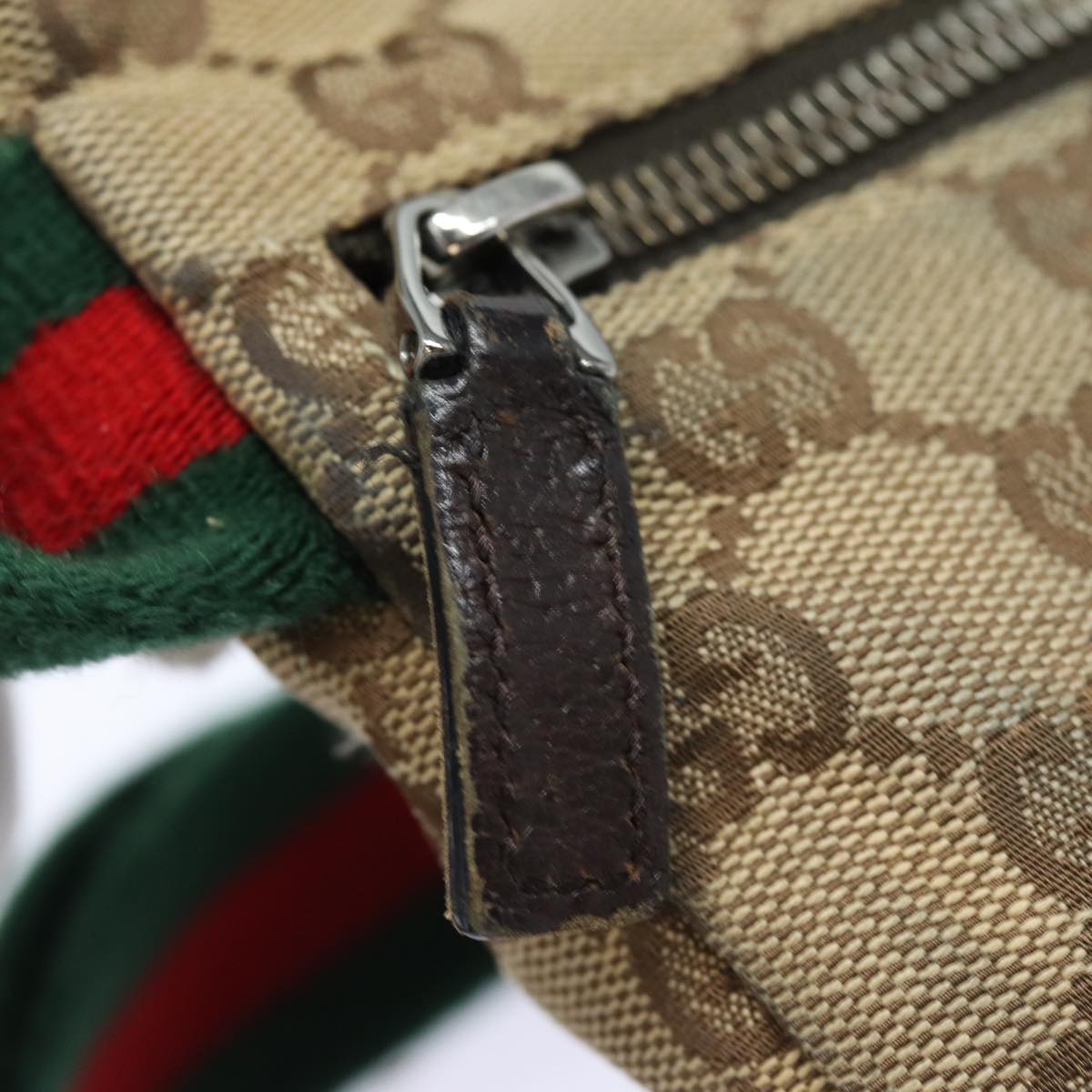 GUCCI GG Canvas Web Sherry Line Waist bag Beige Red Green 28566 Auth am6441