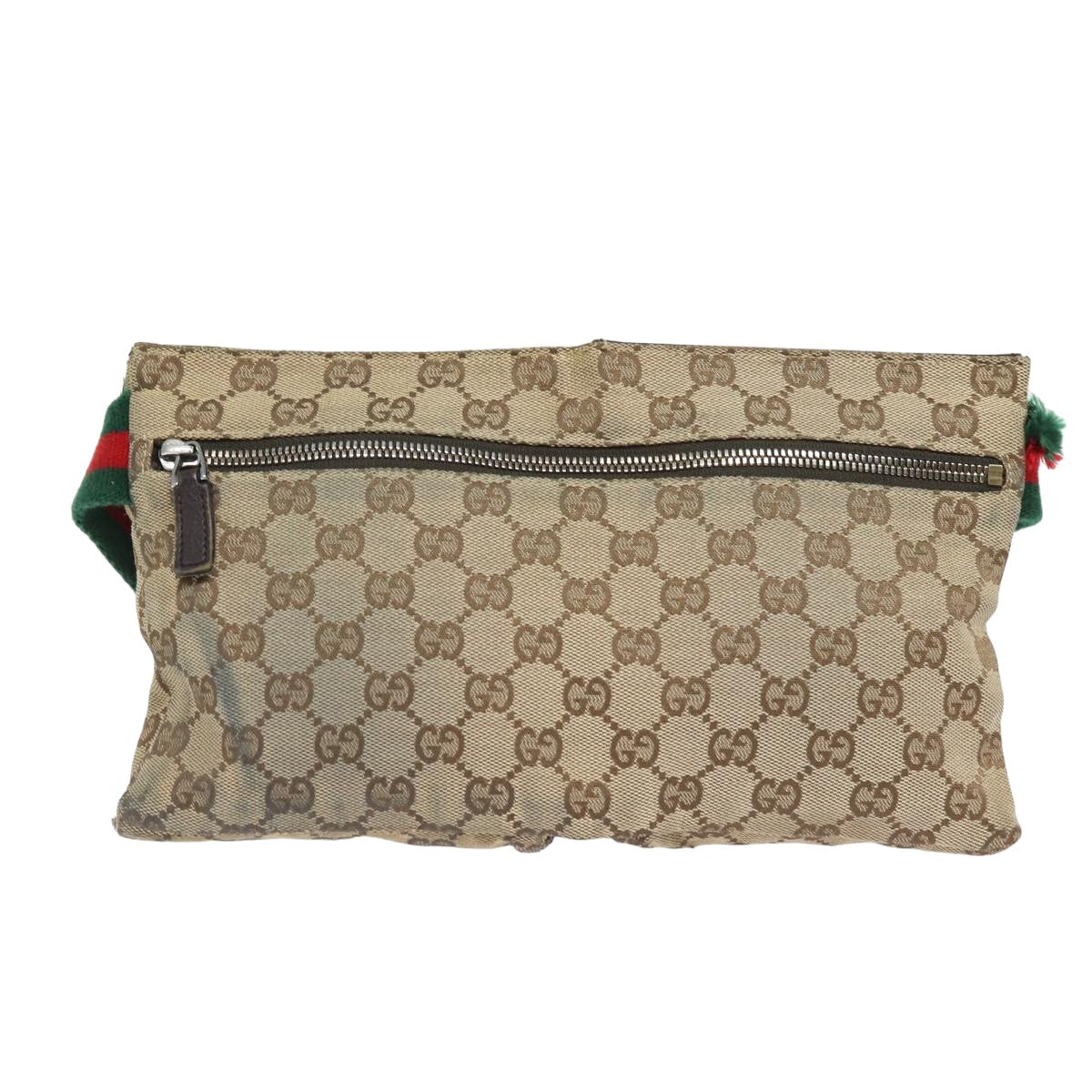 GUCCI GG Canvas Web Sherry Line Waist bag Beige Red Green 28566 Auth am6441