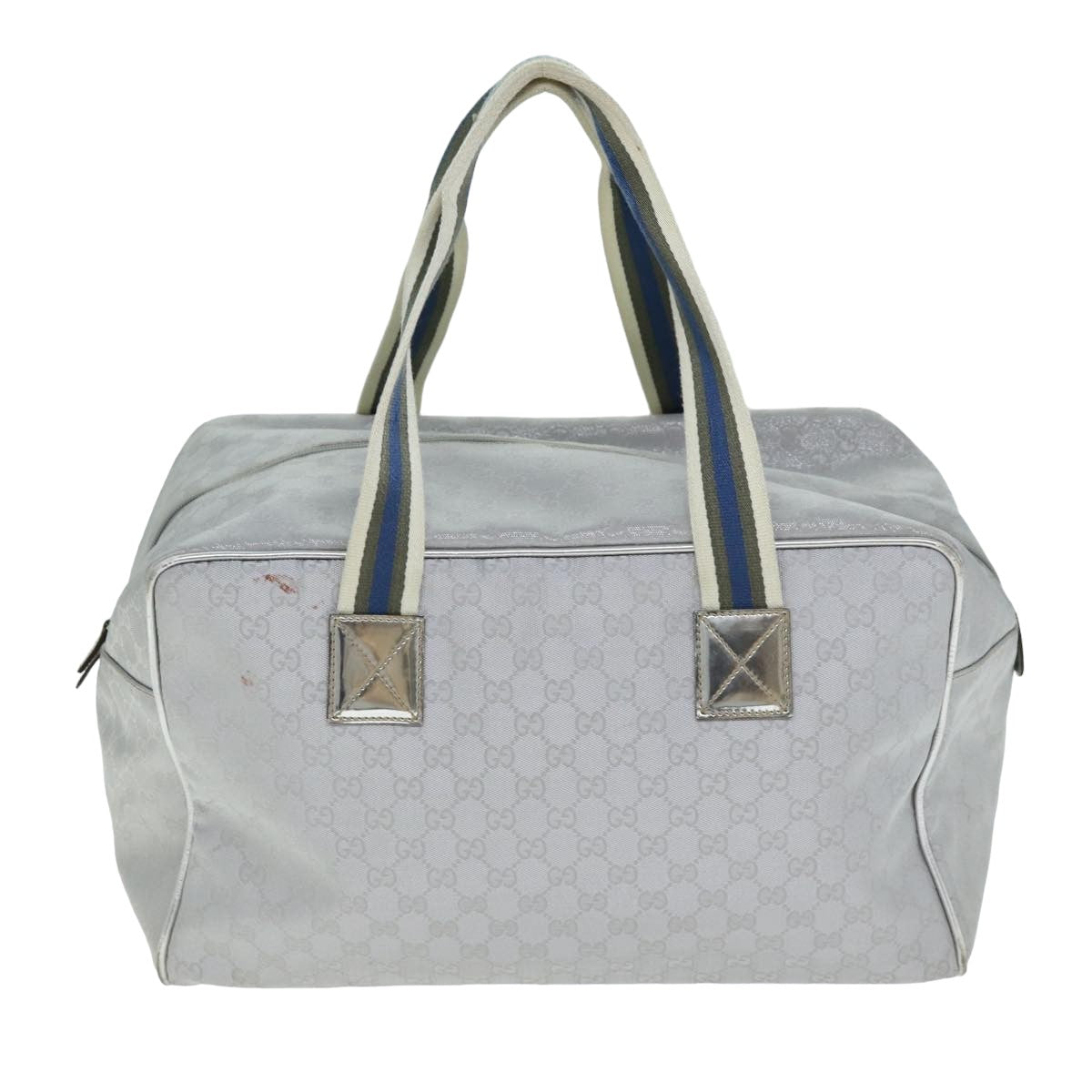 GUCCI GG Canvas Sherry Line Boston Bag Gray Silver 153240 Auth am6442 - 0