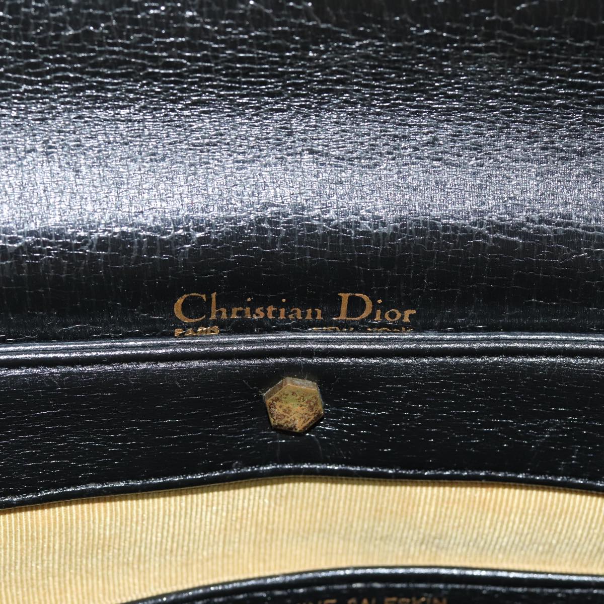 Christian Dior Trotter Canvas Shoulder Bag Leather Navy Black Auth am6449