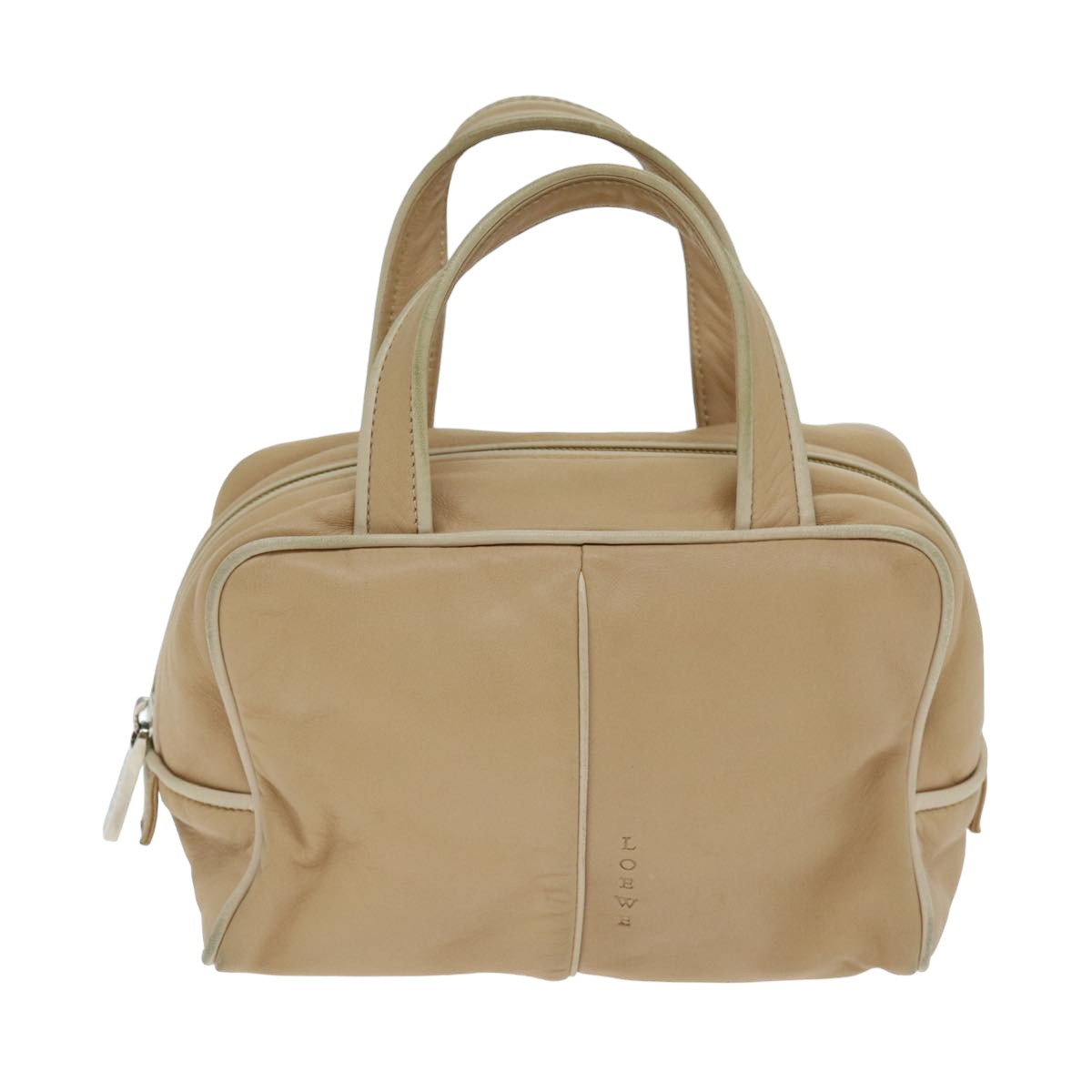 LOEWE Hand Bag Leather Beige Auth am6456