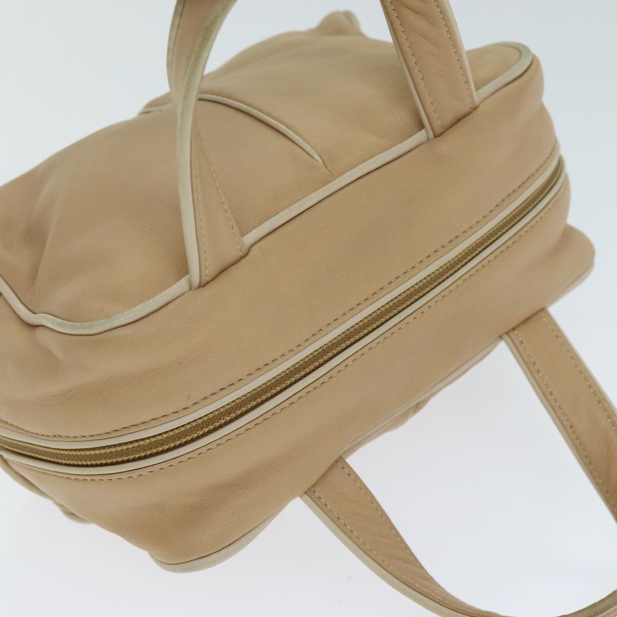 LOEWE Hand Bag Leather Beige Auth am6456