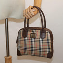 Burberrys Nova Check Hand Bag Canvas Beige Auth am6463-20