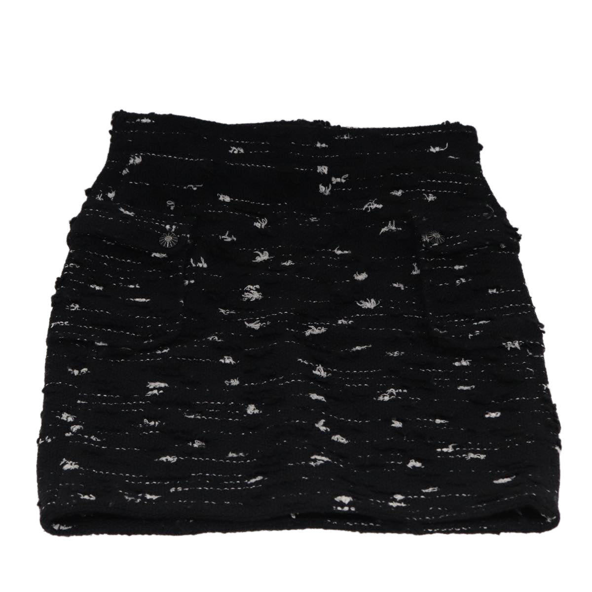 CHANEL skirt Wool Black CC Auth am6466 - 0