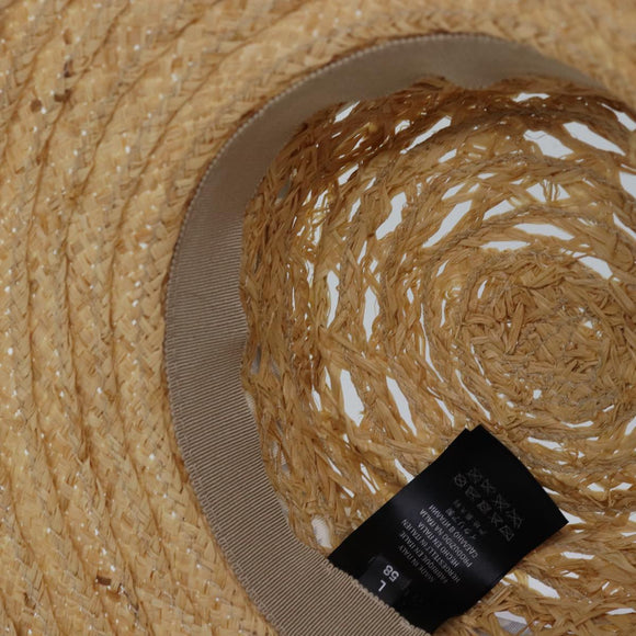 GUCCI Hat straw L size Beige Auth am6467