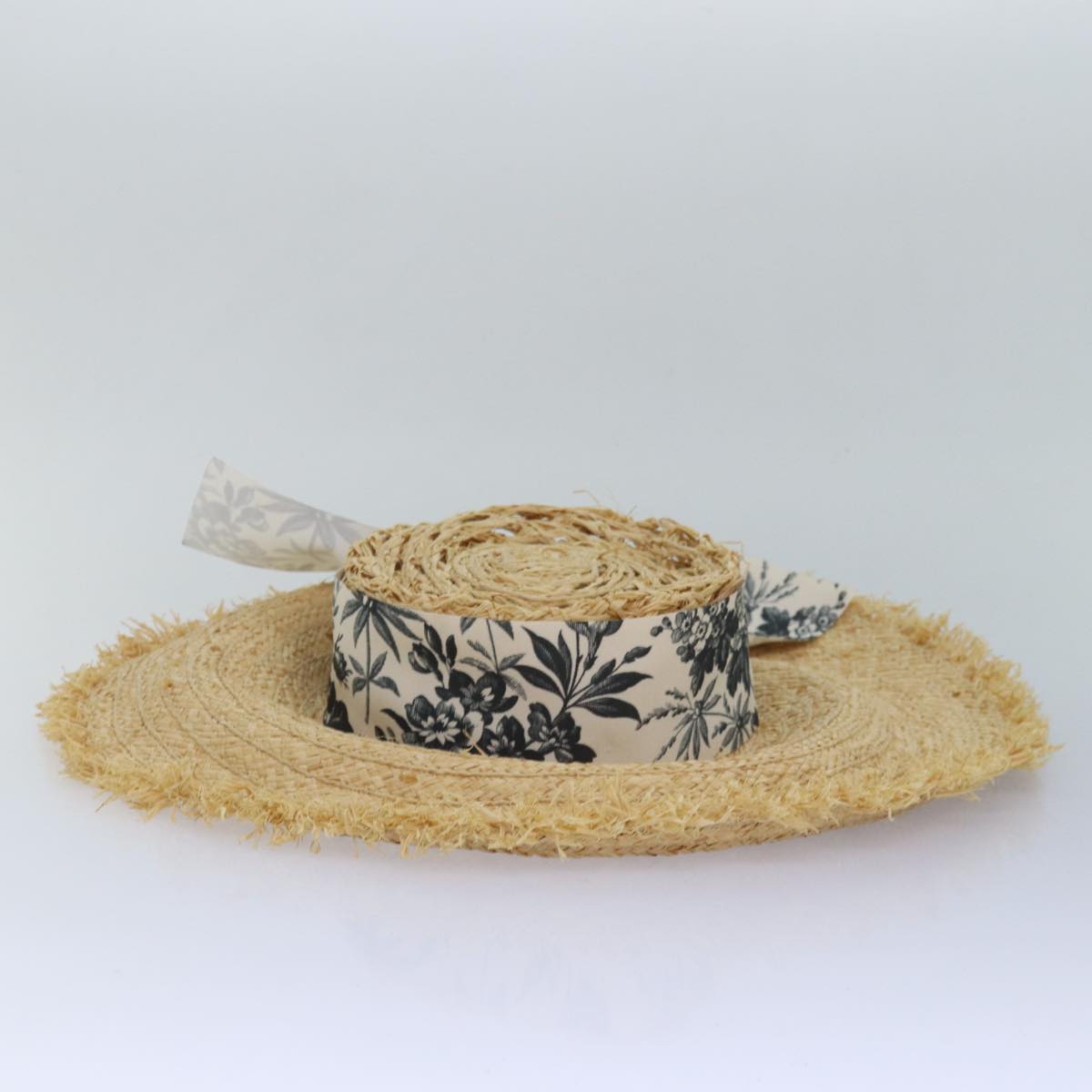 GUCCI Hat straw L size Beige Auth am6467