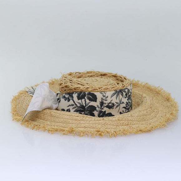 GUCCI Hat straw L size Beige Auth am6467