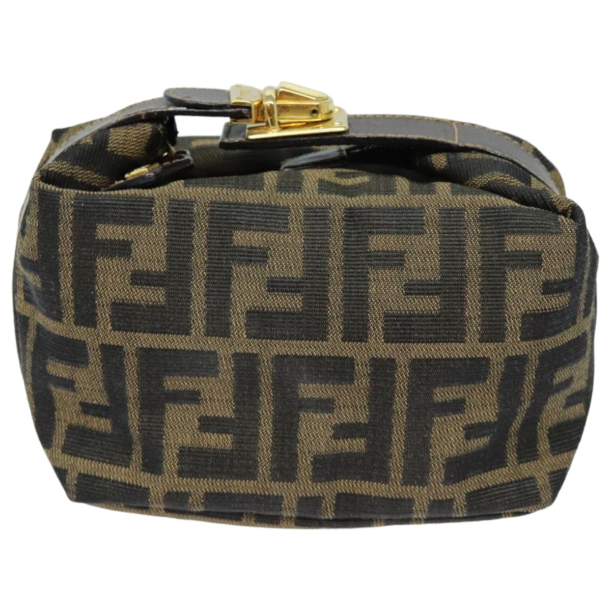 FENDI Zucca Canvas Mini Hand Bag Brown Black Auth am6470