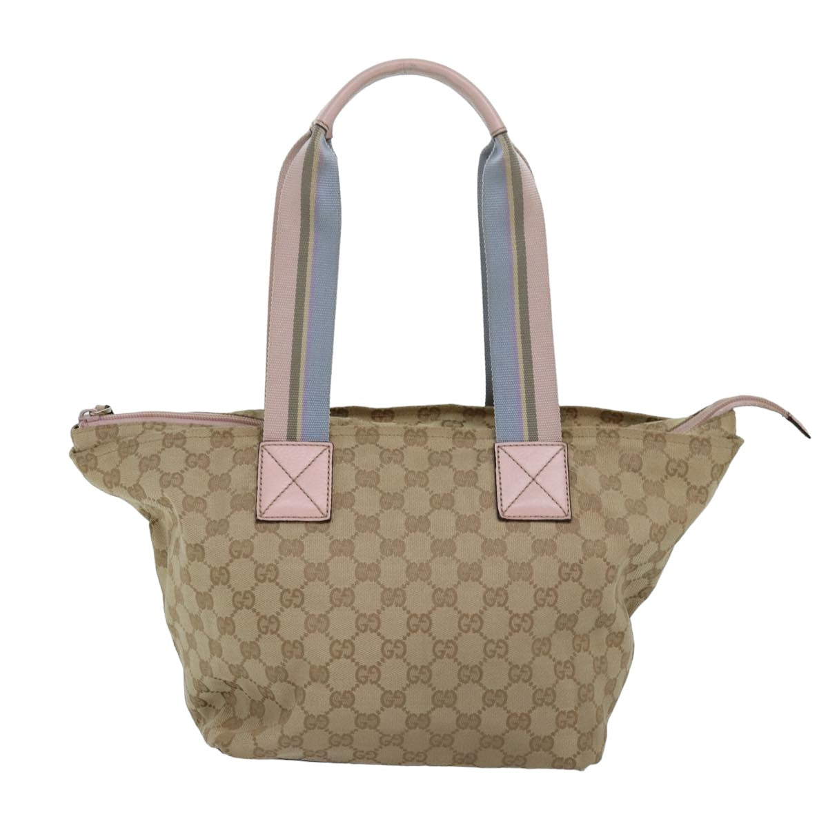 GUCCI GG Canvas Tote Bag Beige Pink Light blue 131230 Auth am6472