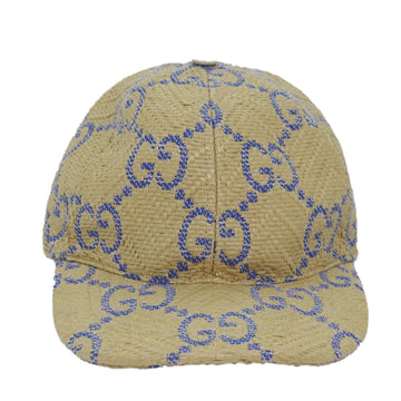 GUCCI Cap GG Canvas Raffia L size Beige 701713 Auth am6474V - 0