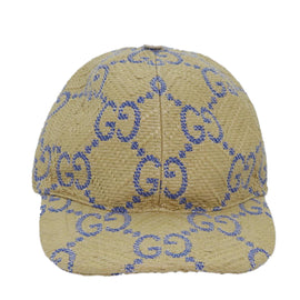 GUCCI Cap GG Canvas Raffia L size Beige 701713 Auth am6474V - 0