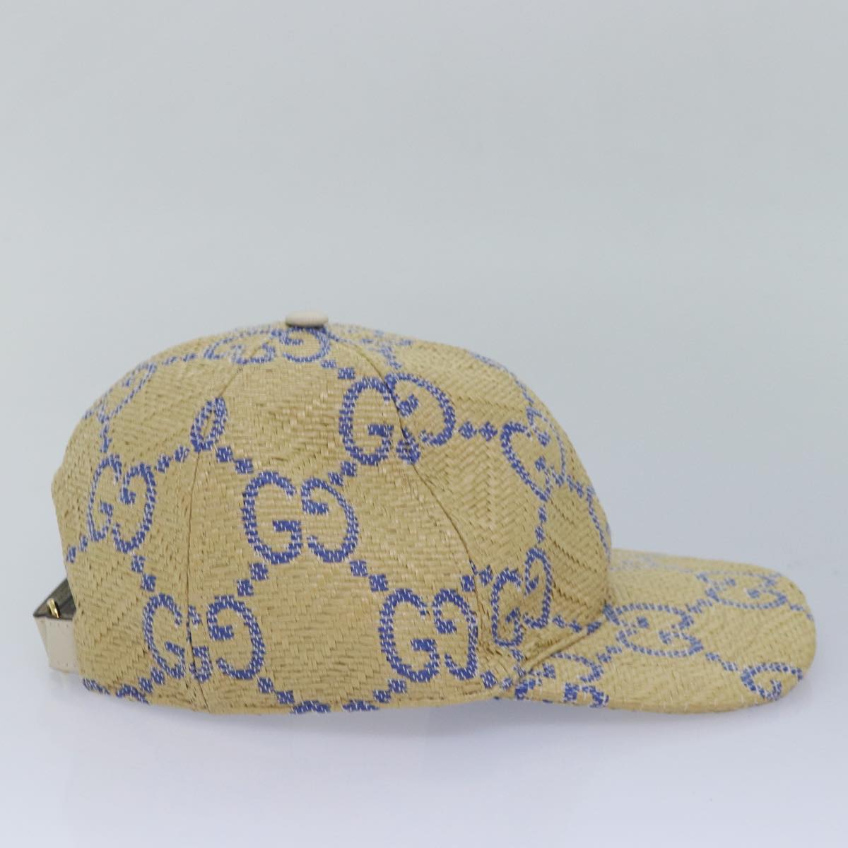 GUCCI Cap GG Canvas Raffia L size Beige 701713 Auth am6474