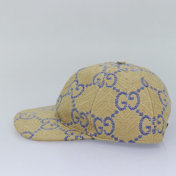 GUCCI Cap GG Canvas Raffia L size Beige 701713 Auth am6474V