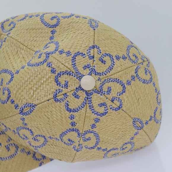 GUCCI Cap GG Canvas Raffia L size Beige 701713 Auth am6474V