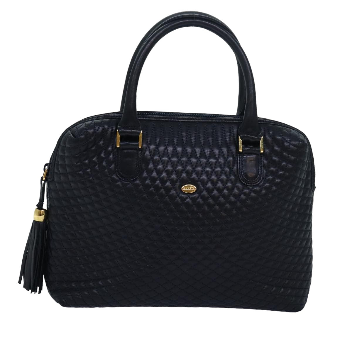 BALLY Hand Bag Leather Navy Auth am6476