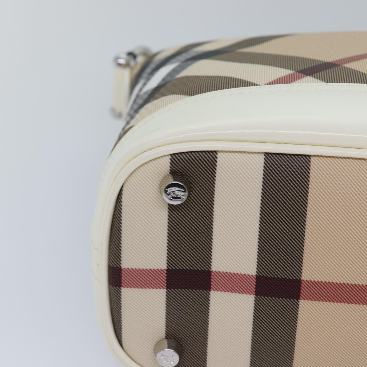 BURBERRY Nova Check Shoulder Bag PVC Leather Beige Auth am6477A