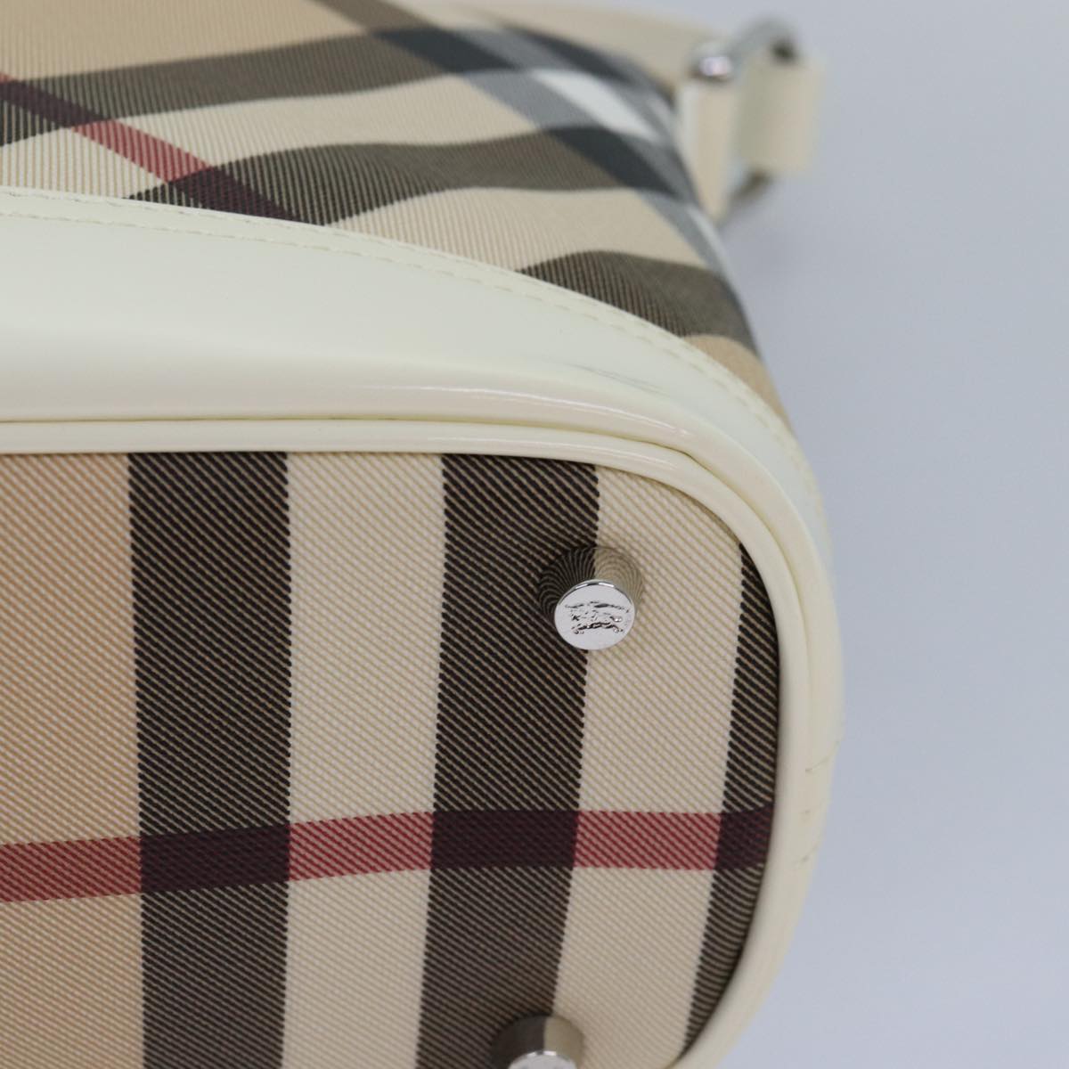 BURBERRY Nova Check Shoulder Bag PVC Leather Beige Auth am6477A