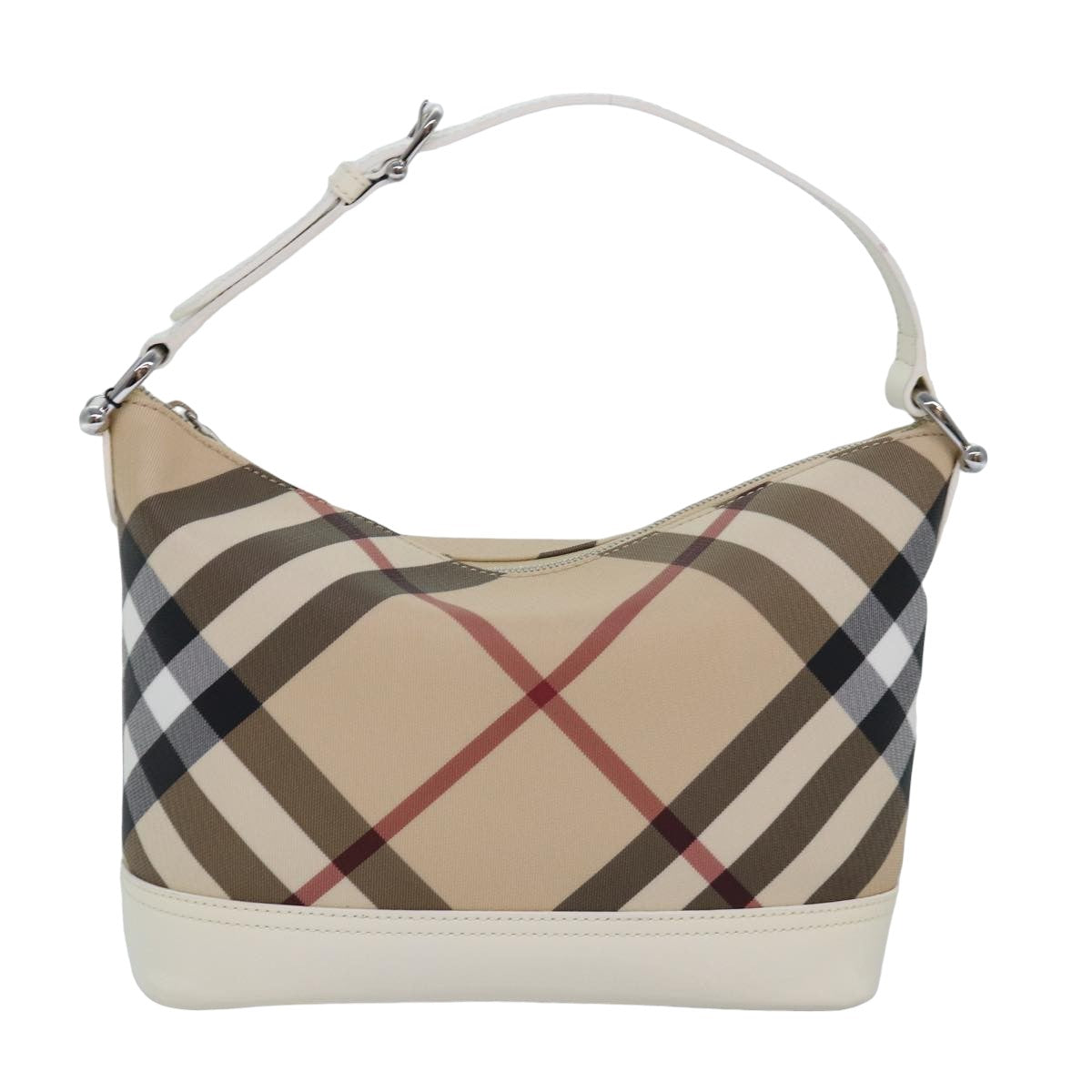 BURBERRY Nova Check Shoulder Bag PVC Leather Beige Auth am6477A