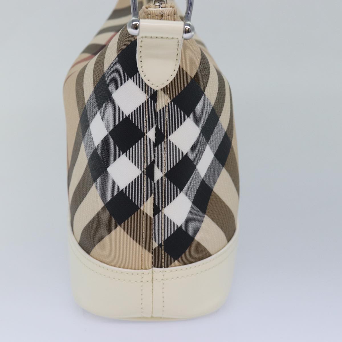 BURBERRY Nova Check Shoulder Bag PVC Leather Beige Auth am6477A