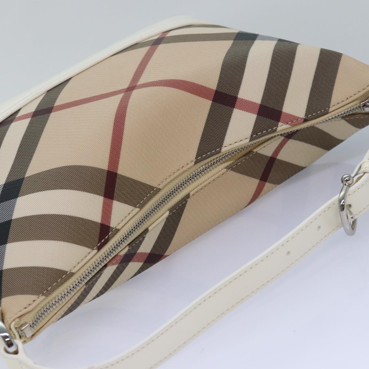 BURBERRY Nova Check Shoulder Bag PVC Leather Beige Auth am6477A