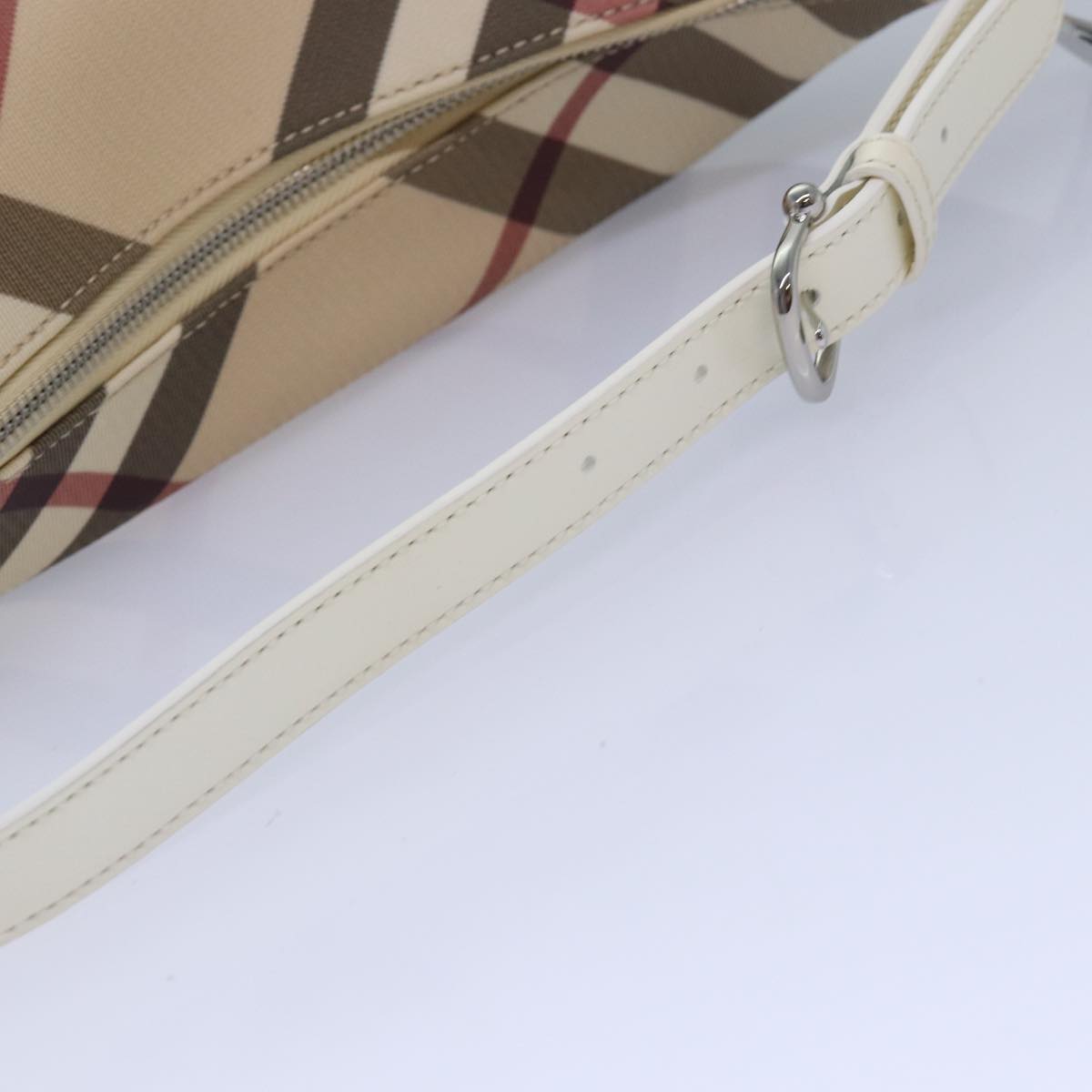 BURBERRY Nova Check Shoulder Bag PVC Leather Beige Auth am6477A