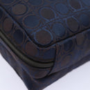 Salvatore Ferragamo Gancini Hand Bag Canvas Navy Auth am6496-15
