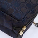 Salvatore Ferragamo Gancini Hand Bag Canvas Navy Auth am6496-16