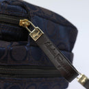 Salvatore Ferragamo Gancini Hand Bag Canvas Navy Auth am6496-9