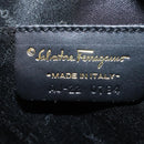 Salvatore Ferragamo Gancini Hand Bag Canvas Navy Auth am6496-18