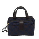 Salvatore Ferragamo Gancini Hand Bag Canvas Navy Auth am6496-13